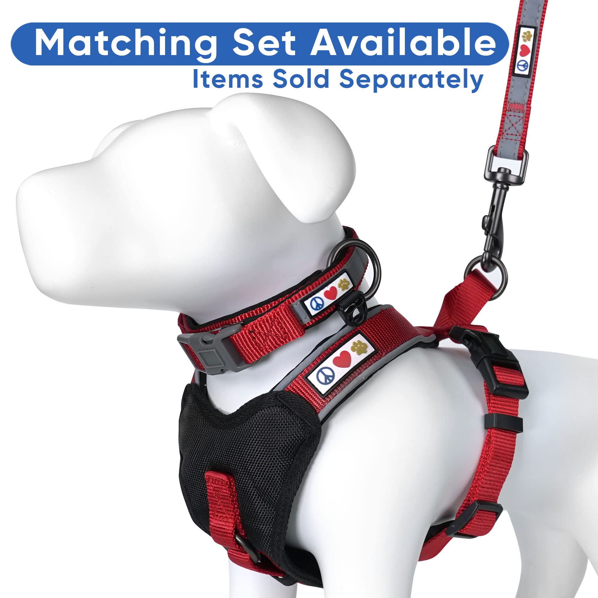 Pawtitas Weiches, verstellbares, reflektierendes und gepolstertes Haustier-Trainingsgeschirr für Welpen/Hunde von Rot