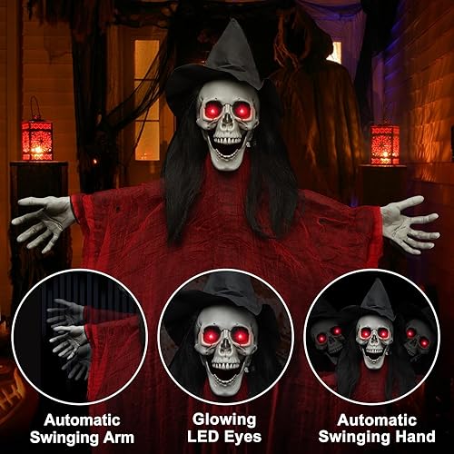 Miniatura 3 de Sensor táctil y de sonido de 80 pulgadas para colgar en Halloween, decoración de fantasmas gritando, agitando la cabeza, agita la mano, esqueleto,