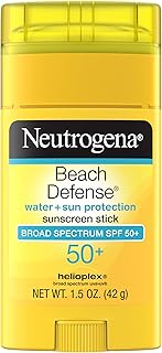 Neutrogena Beach Defense Sunscreen Stick with Broad Spectrum SPF 50+, Lightweight Water-Resistant Sunscreen with Oil-Free & PABA-Free Formula, 1.5 oz