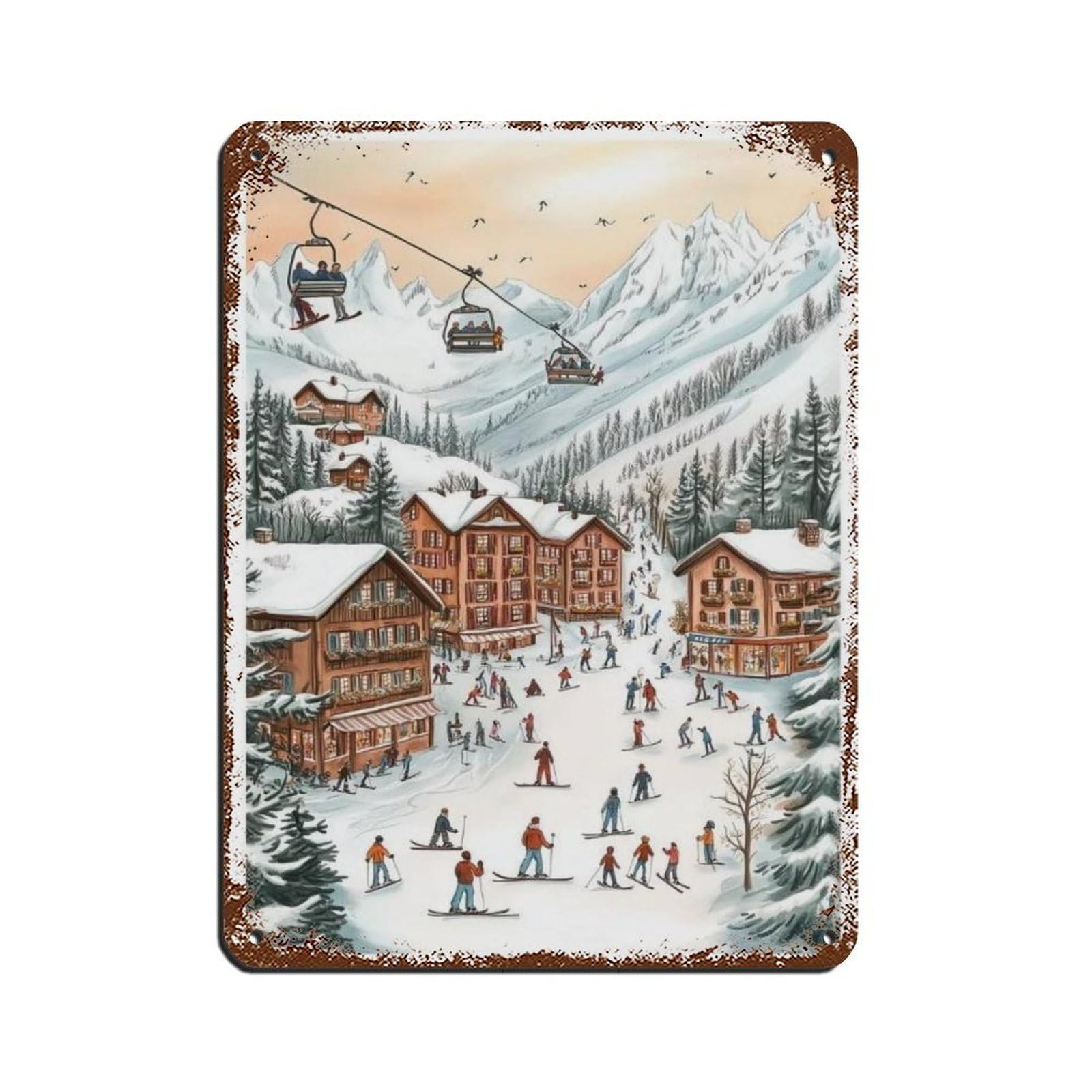 Lxwnze 30L X 40W Cm France Poster, Chamonix, France Art, Travel Poster Tin Sign Vintage Metal Pub Club Cafe Bar Home Wall Art Decoration Poster Retro 12X16inch(30X40cm)