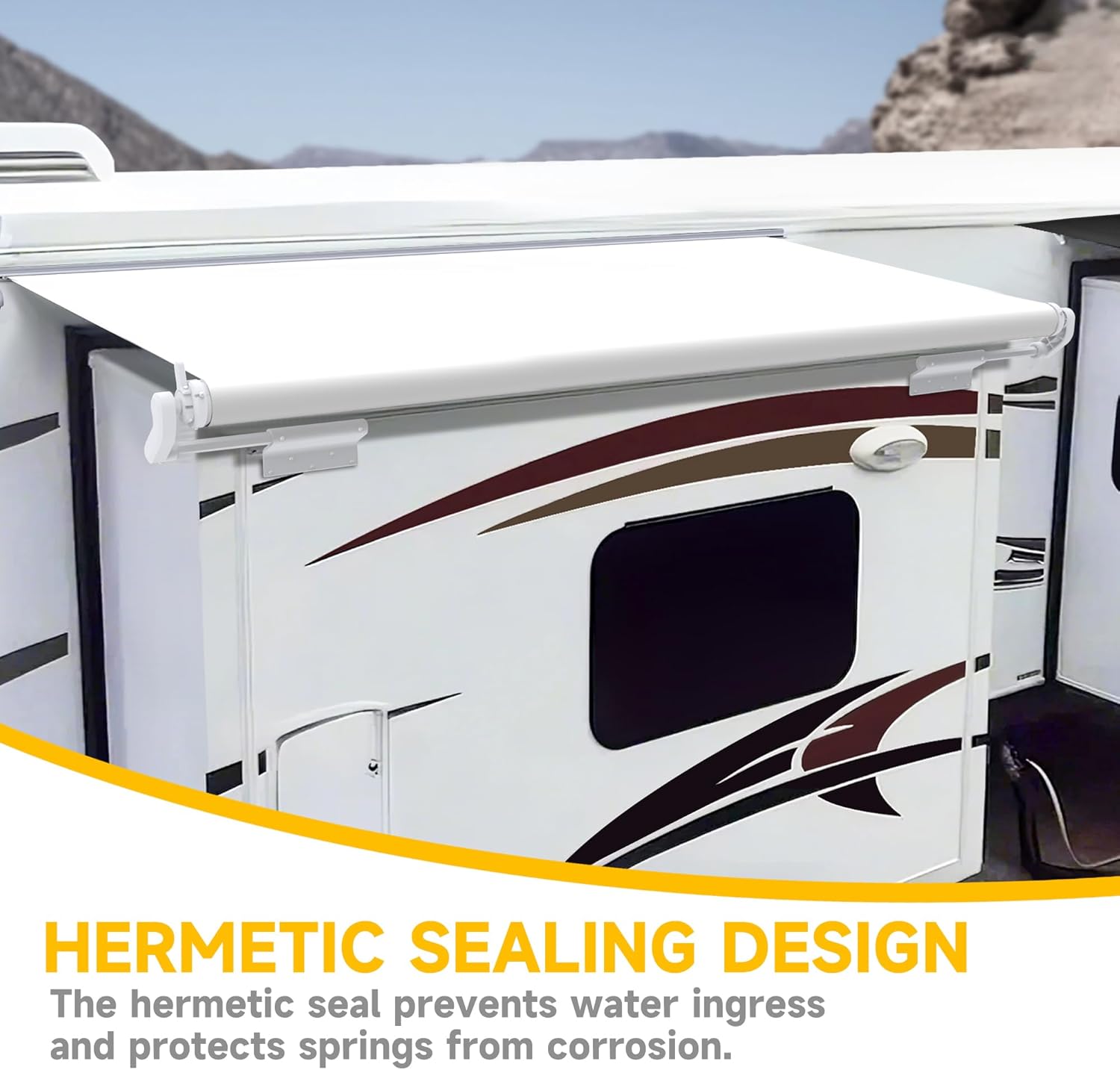 YESCAMP Slide Topper Awning Upgraded Slide Out Awning Kit Cover Assembly,Thickened Tube Slide Out Protection for RVs,Campers,Travel Trailers,and Motorhomes,White,7'(6'7''Fabric)