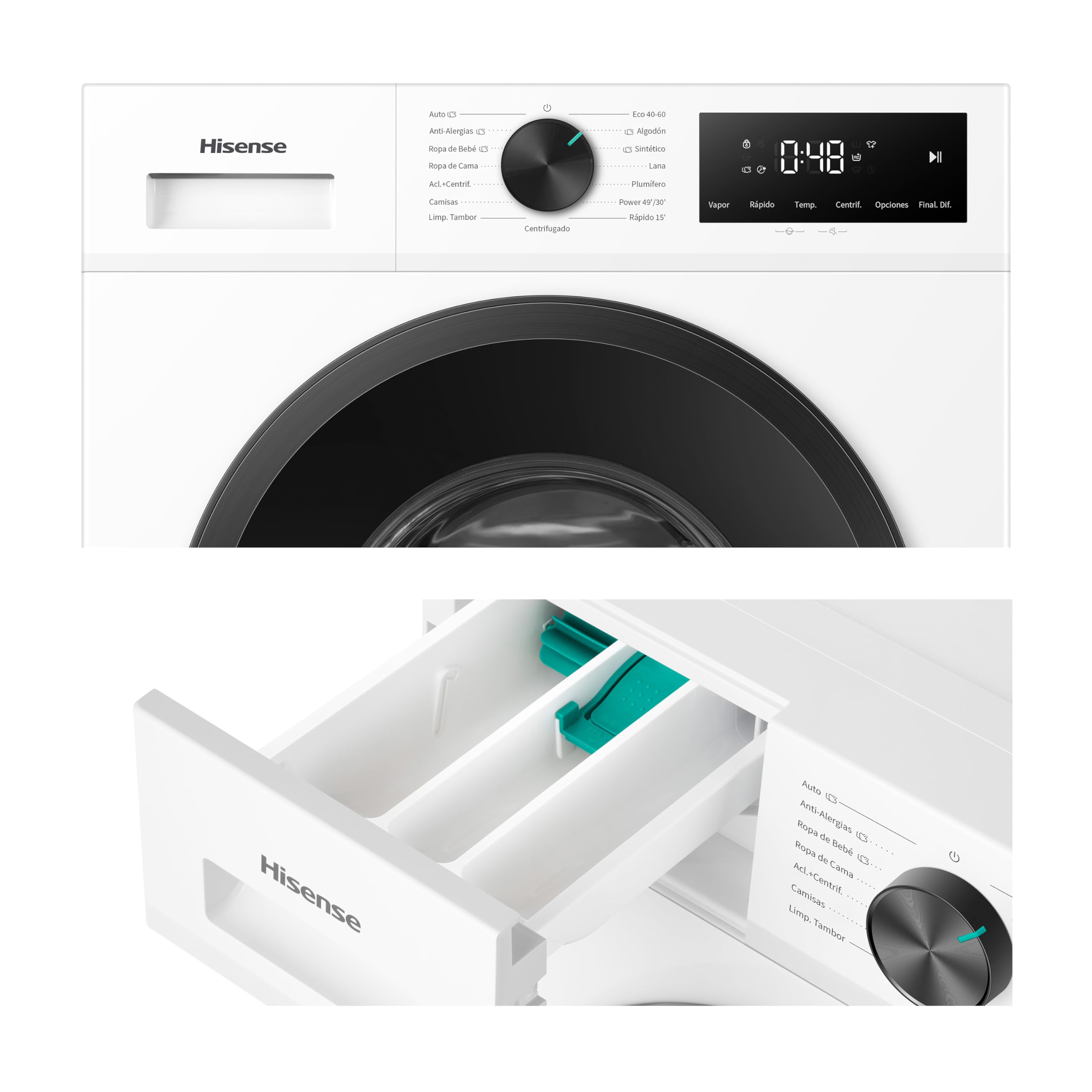Hisense WF1I1142BWL - Lavadora 11 Kg, 1400 rpm, Clase A, Fondo 59cm, Lav. Power 49’ y Rápidos 30' y 15', Dispensador Automix, Lavado Auto Wash, Antiarrugas, iFit™ Fondo Optimizado, Vapor 99,9%, Blanco