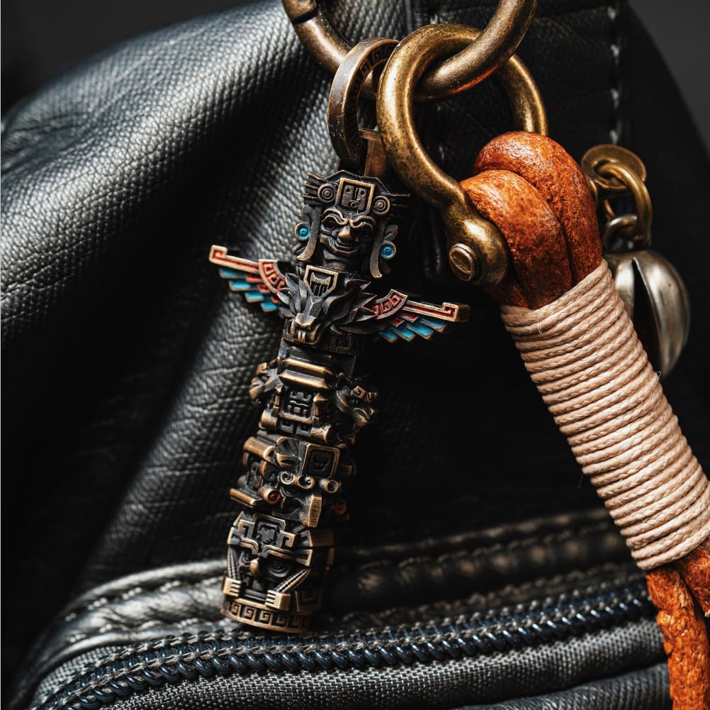 COPPERTIST.WU Maya Totem Anhänger – Handgefertigter Amulett Schmuck für Damen & Herren, Spiritueller Talisman Antike Zivilisation, DIY Totem Charm für Armbänder & Halsketten