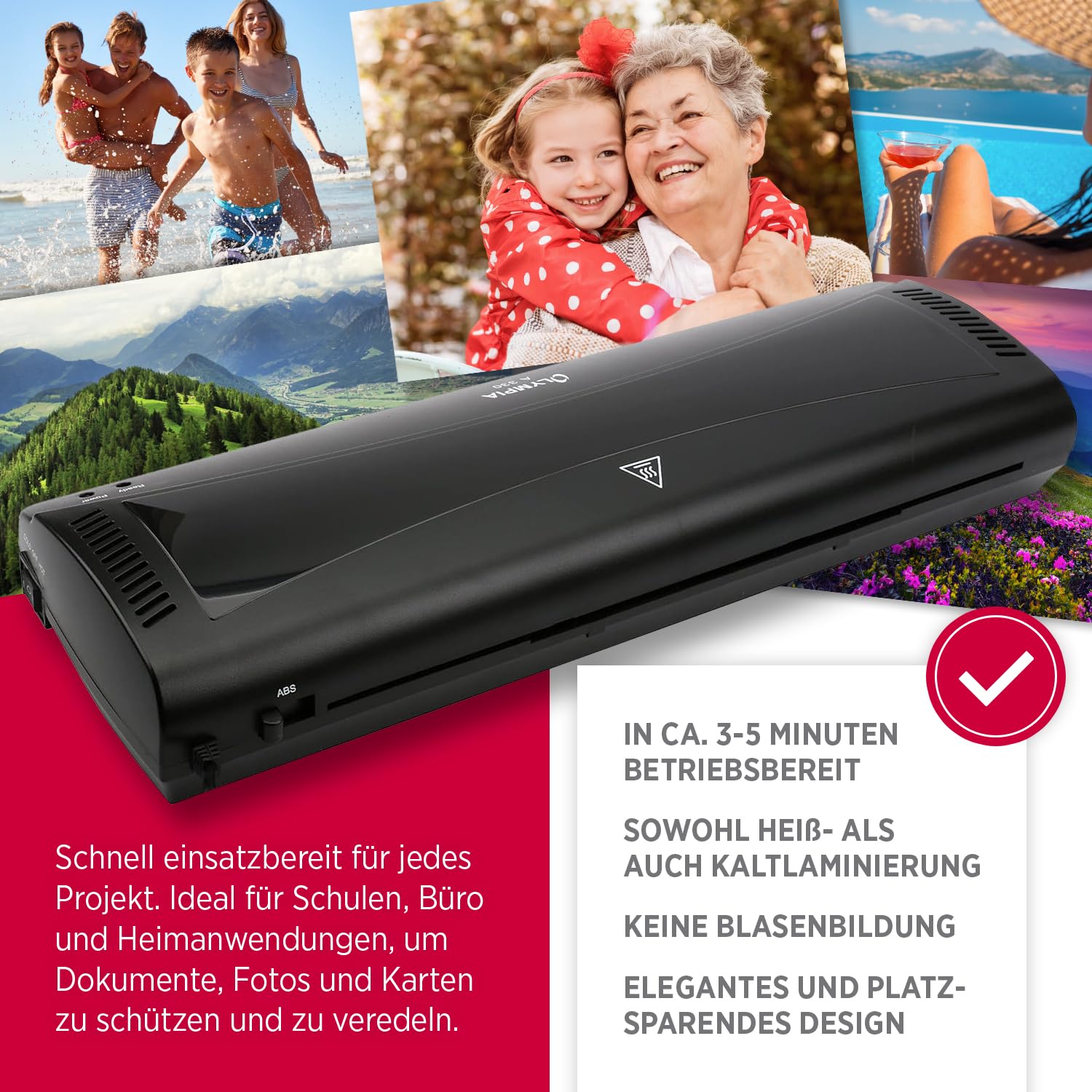 Olympia Plastifieuse A 330 | Plastification à chaud et à froid | Plastifieuse jusqu'au format A3 | Protection contre les bulles | Idéal pour le bureau, l'école et le bureau à domicile