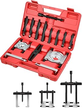 DAYUAN 14pcs Bearing Separator Puller Set, Heavy Duty 5 Ton Capacity 2 inch and 3 inch Bearings Splitters Puller Kit | Heavy Duty 5 Ton Capacity, 2" & 3" Bearing Separators, Drop-Forged Steel, 4 Sets Push-Puller Legs, Red Storage Case