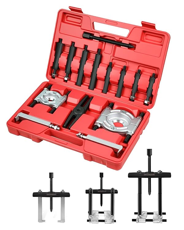DAYUAN 14pcs 2 inch and 3 inch Splitters Remove Bearings Kit 5 ton Capacity Bearing Separator Puller Set with Red Case by DAYUAN - Used condition - CA$37.22