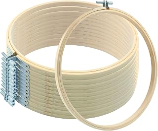 Dijedev 6PCS 8 Inch Embroidery Hoops, Bamboo Circle Cross Stitch Hoop Ring Bulk, Wooden Round Embroidery Hoop Frame for Home Ornaments, Christmas Decoration, Art Craft Sewing, DIY