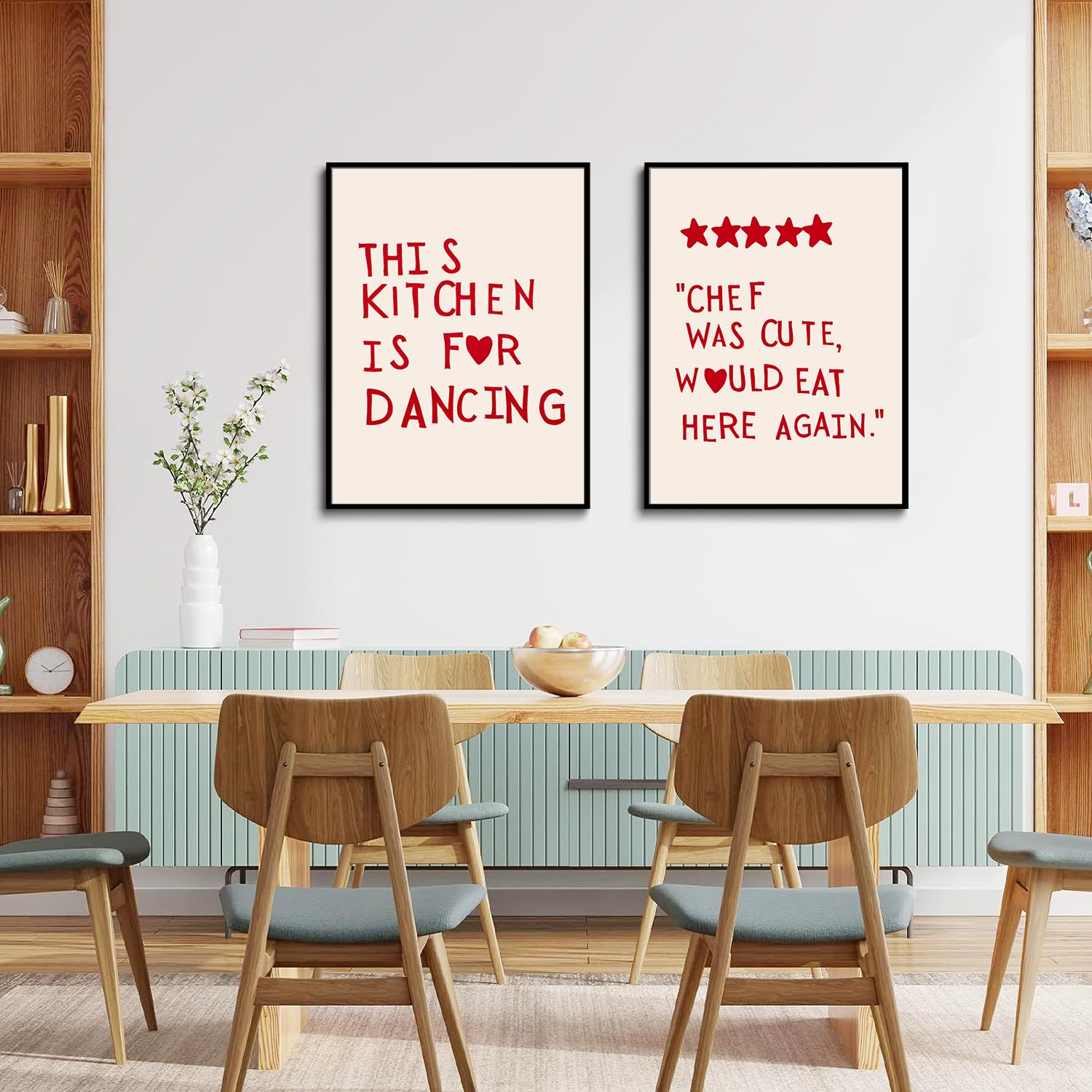CLFORLORGN Simpatico poster da parete per cucina, con citazioni divertenti da cuoco rosso, minimalista, cuore, stelle, estetico, stampe su tela, alla moda, decorazione da parete, 40,6 x 61 cm, senza
