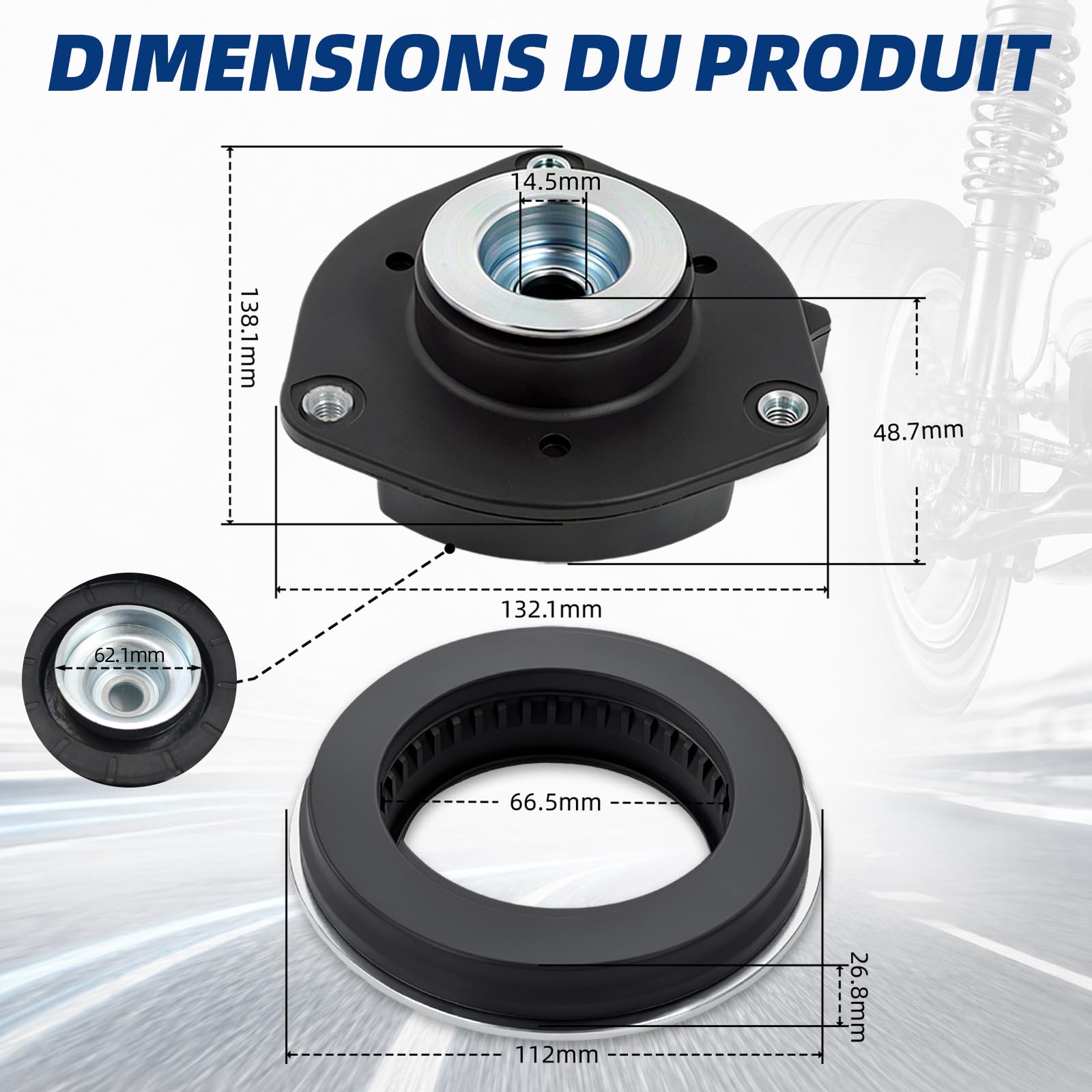 Kit coupelles avant pour VW Golf Passat Touran, 4 pièces