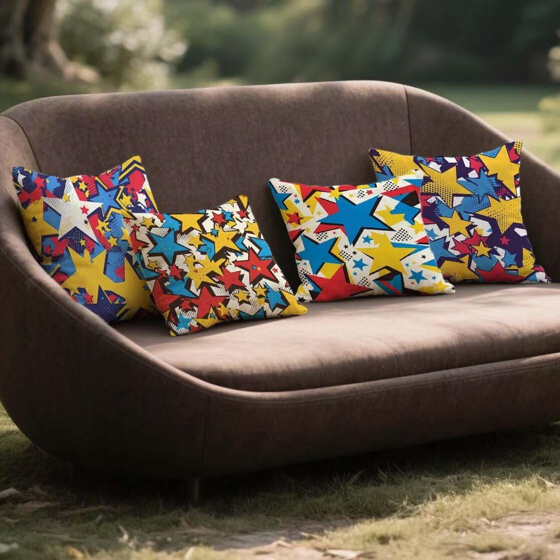 Coussin extérieur imperméable 45x45cm lot de 4 housses aspect lin pour terrasse