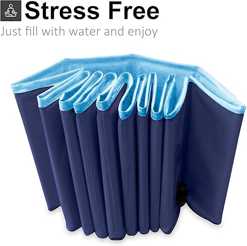 Miniatura 4 de KOPEKS Bañera para piscina al aire libre, portátil, plegable, ideal para mascotas, grande de 47 x 12 pulgadas, azul (piscina-azul-grande)