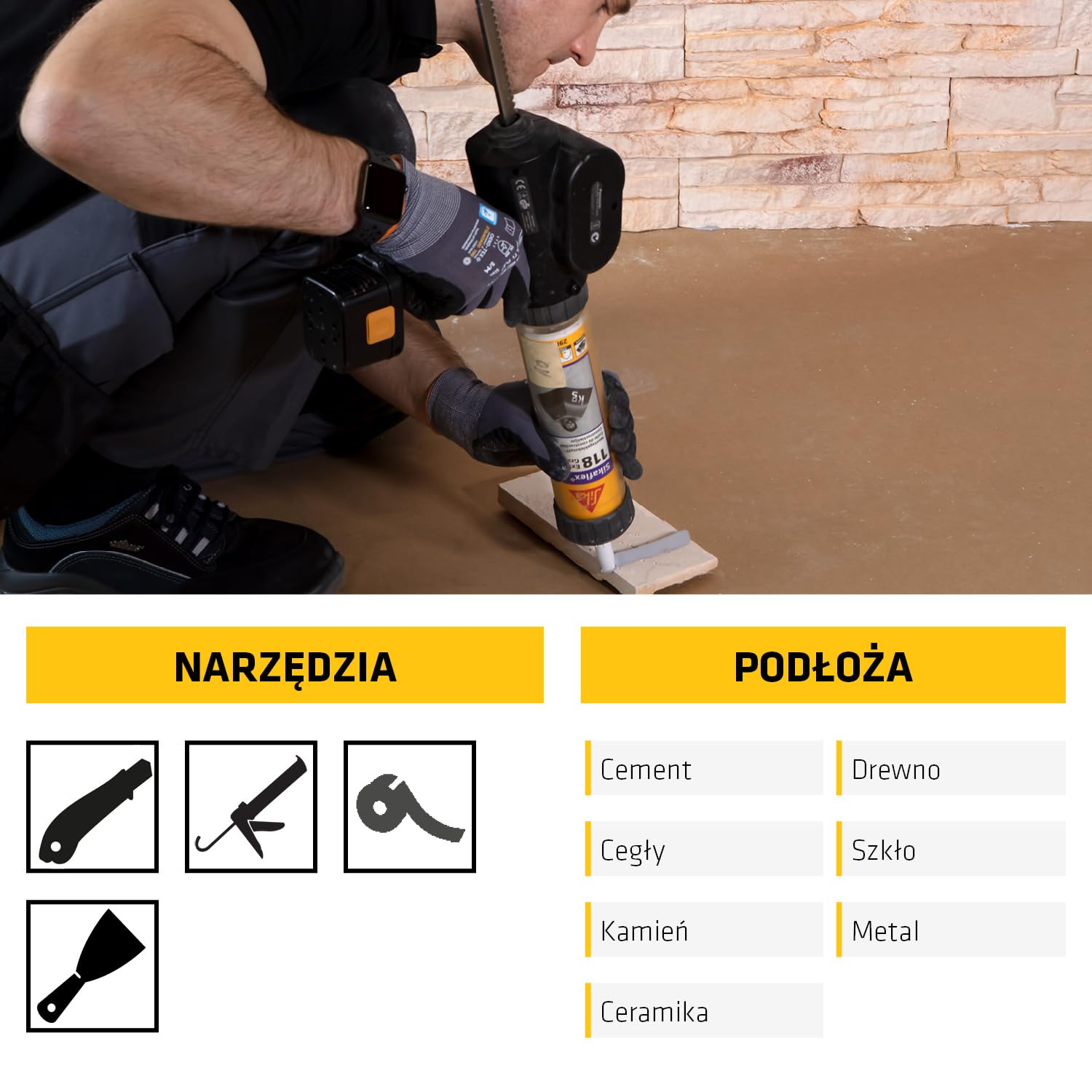Sika - klej montażowy - bardzo wysoka przyczepność początkowa - Sikaflex-118 Extreme Grab do większości typowych podłoży budowlanych - biały - 290 ml