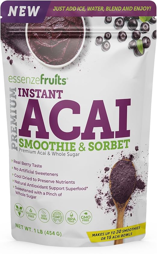 Acai Powder - Perfect Smoothie & Bowl Mix, Non-GMO, Gluten-Free, Vegan Superfood, Berry Blend, Antioxidant, Plant-Based Superfood Berry from Brazil (1 Lb - 454g)