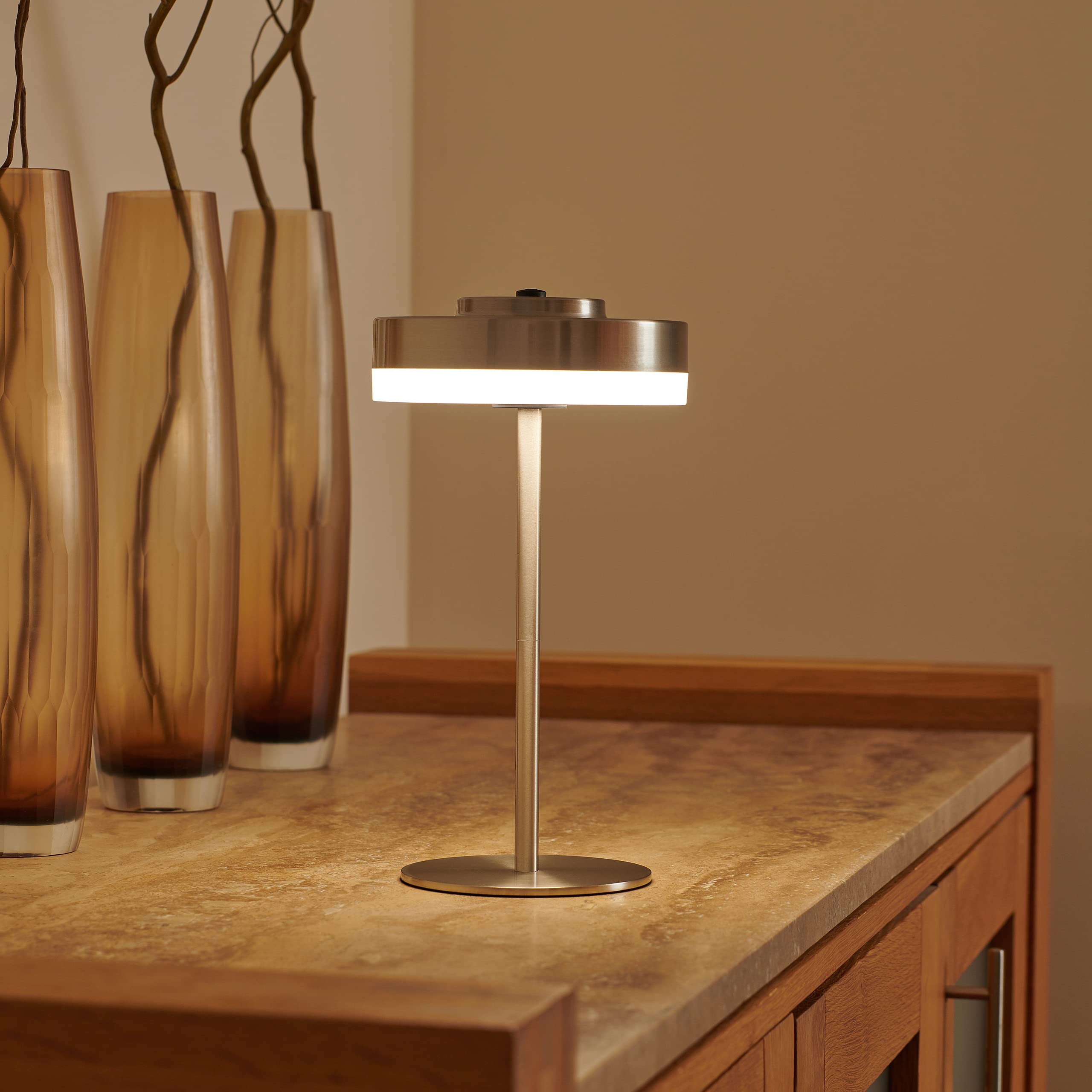 Lámpara de mesa para exteriores, recargable, inalámbrica, LED, 4000 K, blanco cálido, 3 ajustes de brillo, IP44 resistente a la intemperie Auraglow