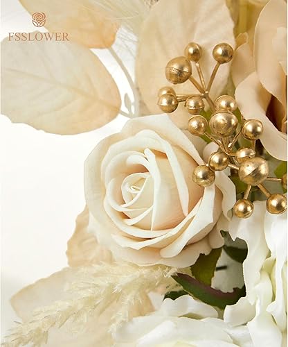 Miniatura 6 de Fsslower Kit de flores de arco de boda con cortina (paquete de 3)  2 guirnaldas de flores artificiales con 1 tela drapeada para decoración de