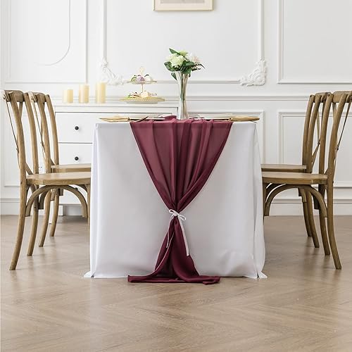 Miniatura 3 de Paquete de 2 caminos de mesa de gasa, camino de mesa de gasa de 29 x 120 pulgadas, decoración de mesa rústica transparente para despedida de