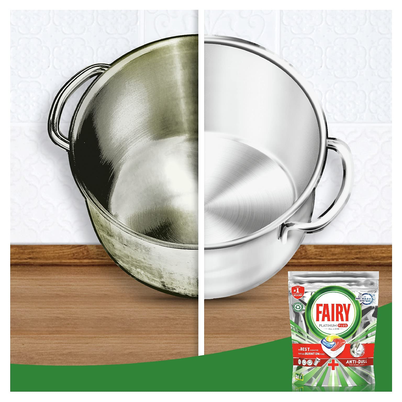 Fairy Detergente per lavastoviglie Platinum Plus, 180 lavaggi, 3 confezioni da 60 lavaggi, opaco