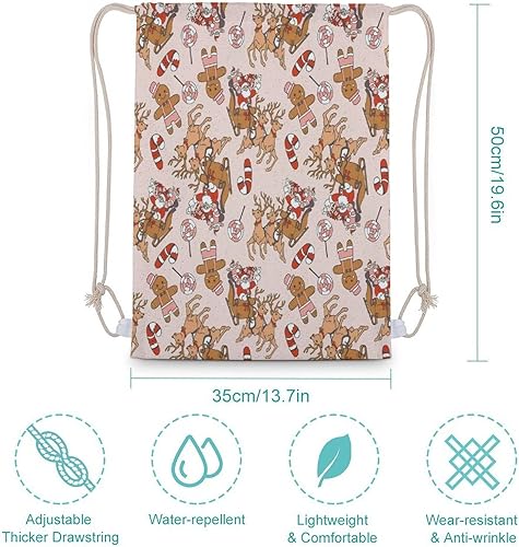 Miniatura 2 de Mochila con cordón, mochila de lona de doble hombro, unisex, para deportes, gimnasio, viajes, natación, 13.8 x 19.7 in