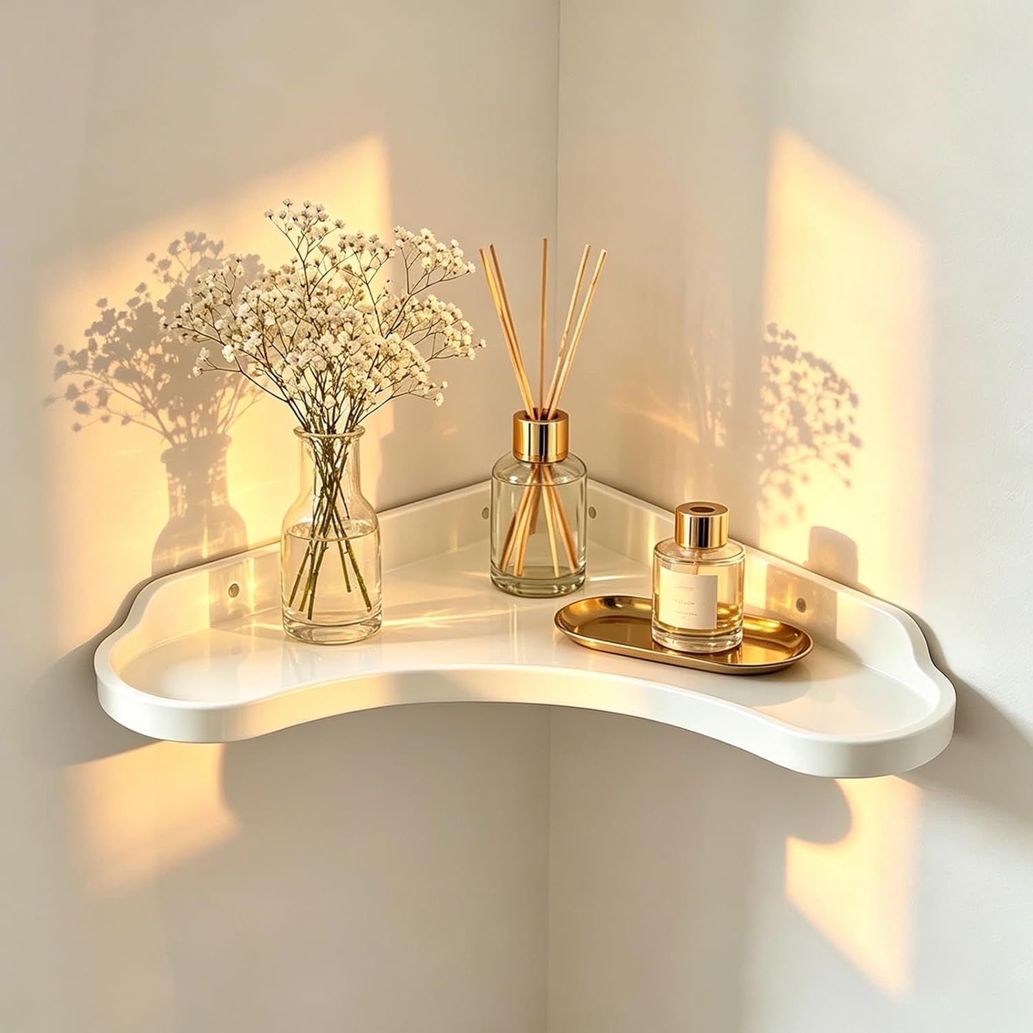 Corner Shelves, Heart Shaped Floating Corner Wall Shelf, Multi-Purpose Corner Storage Shelving for Bedroom, Kitchen, Living Room, Bathroom Decor & Small Household Items
