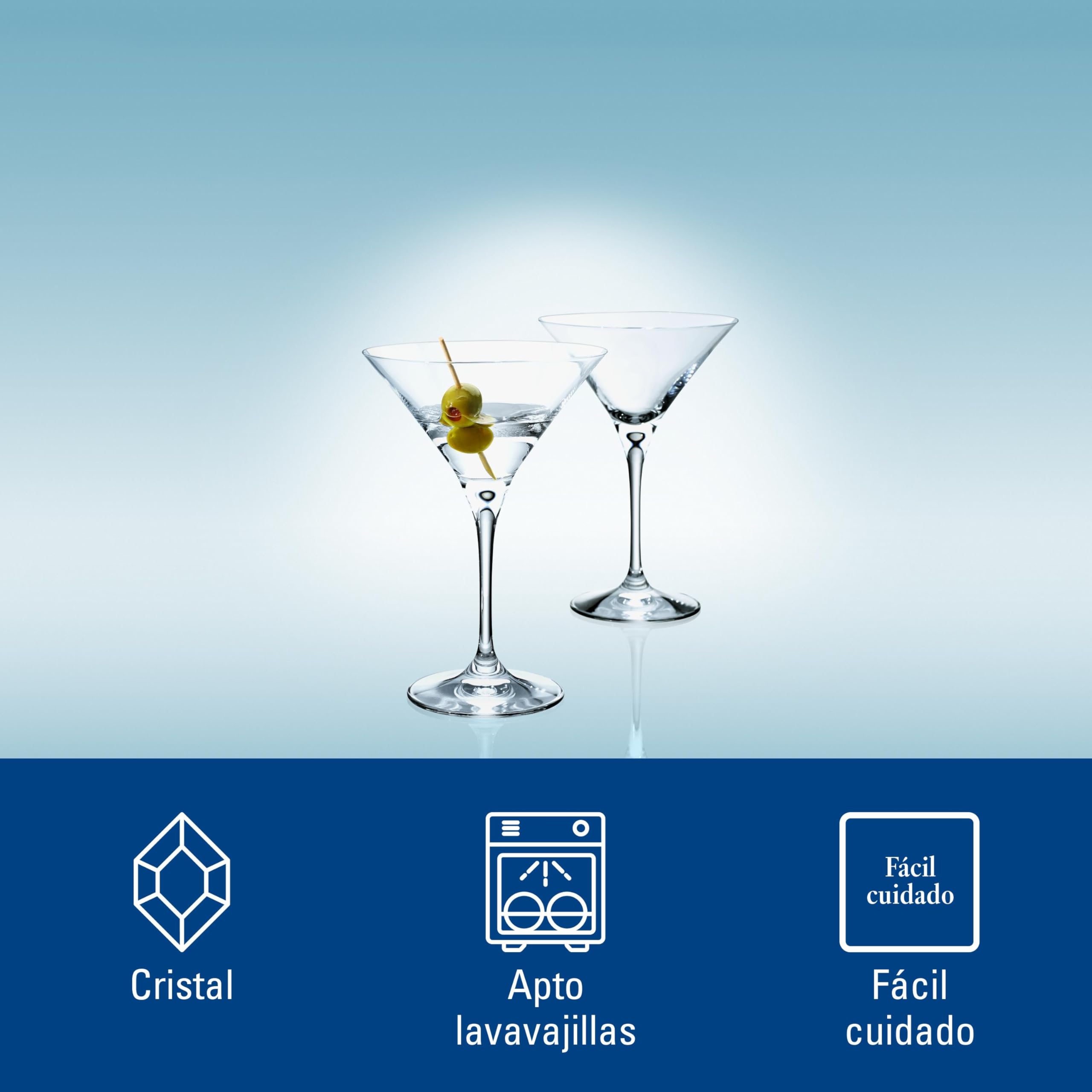 Villeroy & Boch - Purismo Copa Martini Set 2 Piezas Claro, Apto para Lavavajillas, Vaso de Cocteles, Copas de Cocktail, Vidrio de Cristal