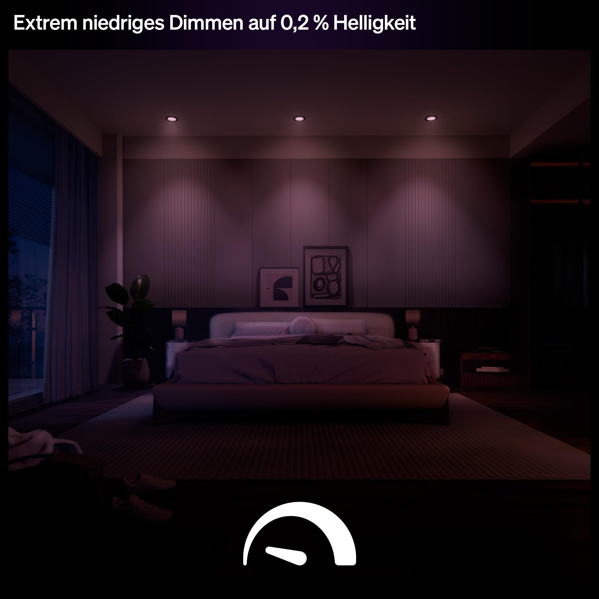 Philips Hue Slim Downlight, Smarte LED-Beleuchtung, 1.000 lm, 90 mm, Schlankes Design, Vollspektrum-Tagesl. 1.000–20.000 K, Extrem Stufenlos Dimmbar, Präzise Farbe, Smart Lighting, Schwarz, 3er-Pack