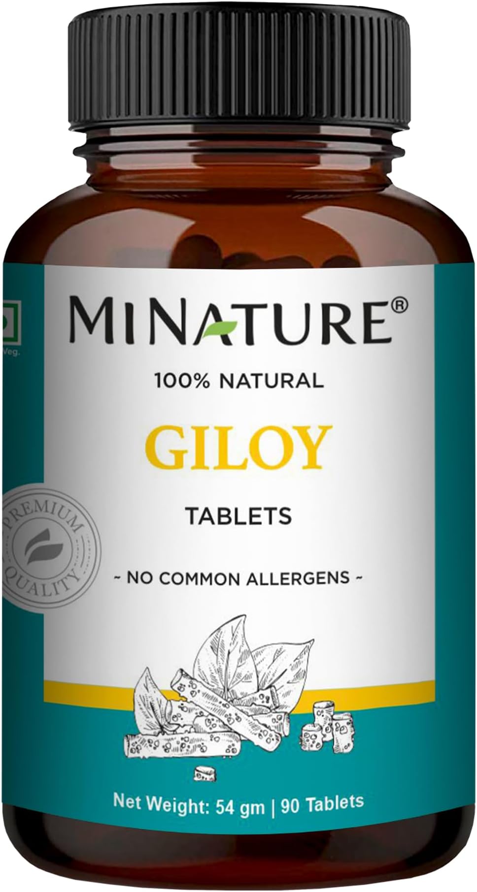 Giloy Tablets by mi Nature | 90 Tablets, 1000 mg | 45 Days Supply | 100% Natural Giloy Tablets | Guduchi Tablets | Vegan | from India