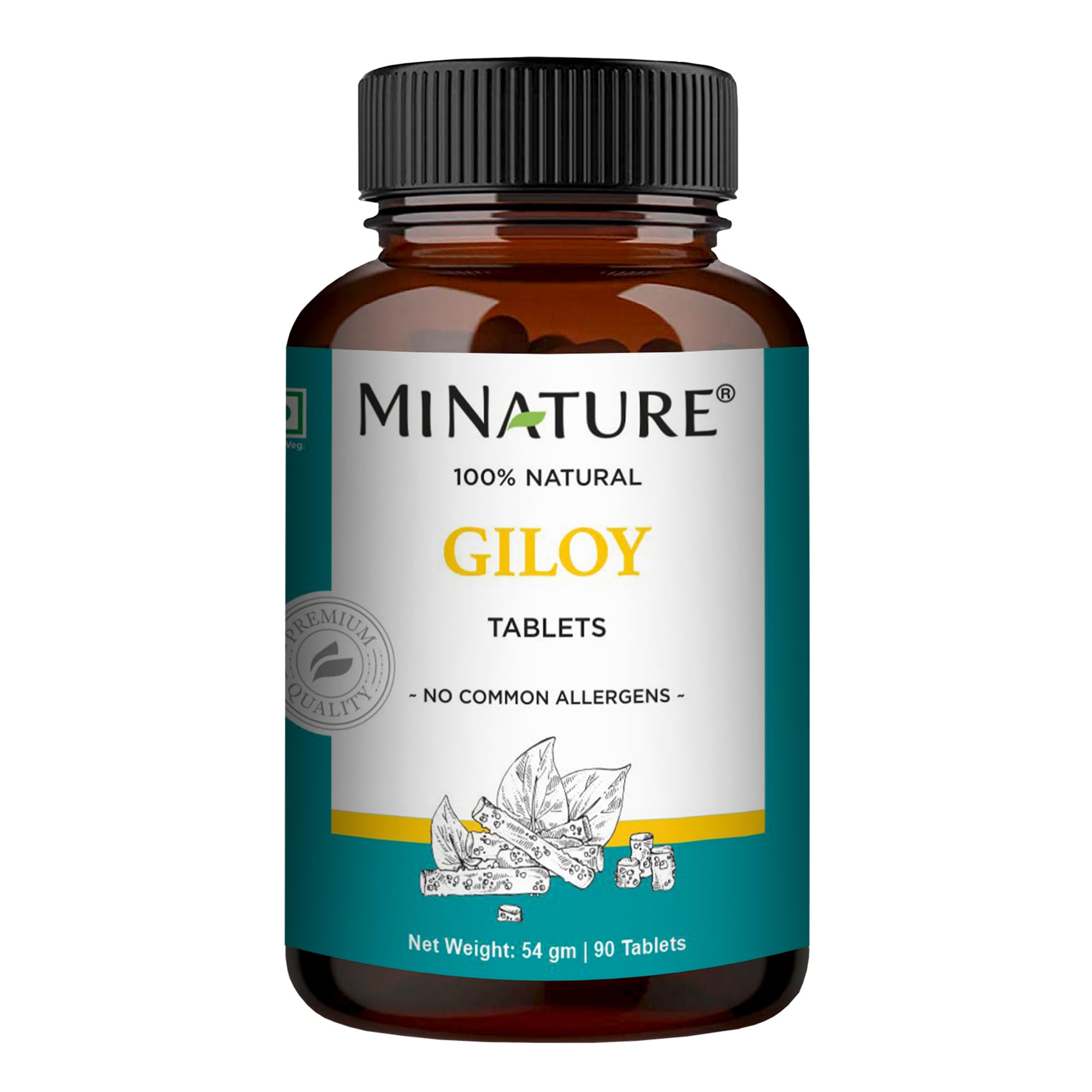 minature Giloy 90 Tablets | 1000 mg | 45 Days Supply | 100% Natural Giloy/Guduchi | Vegan | from India