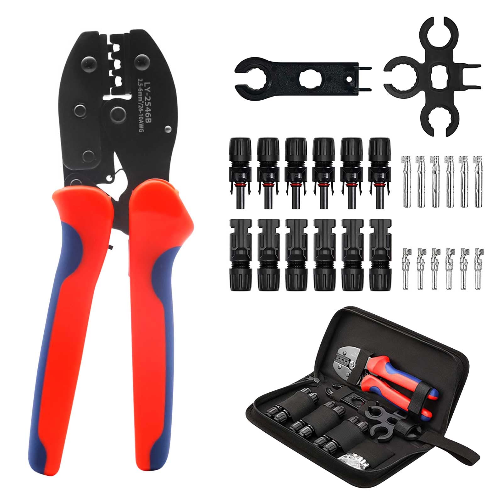 RUIZHI M-C-4 Crimping Tools - 27pcs M-C-4 Connectors for 2.5/4.0/6.0mm², 6pairs Male Female Solar Cable Connectors, 1 Pair Spanner
