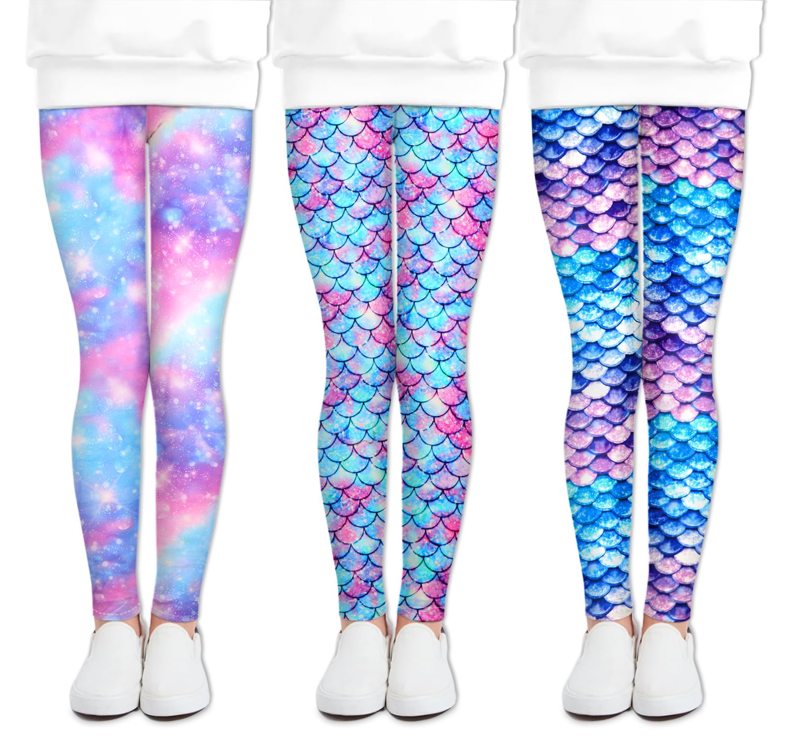 LUOUSE Multipack Cute Printed Girls Stretch Leggings Ankle Length 4-13 Years