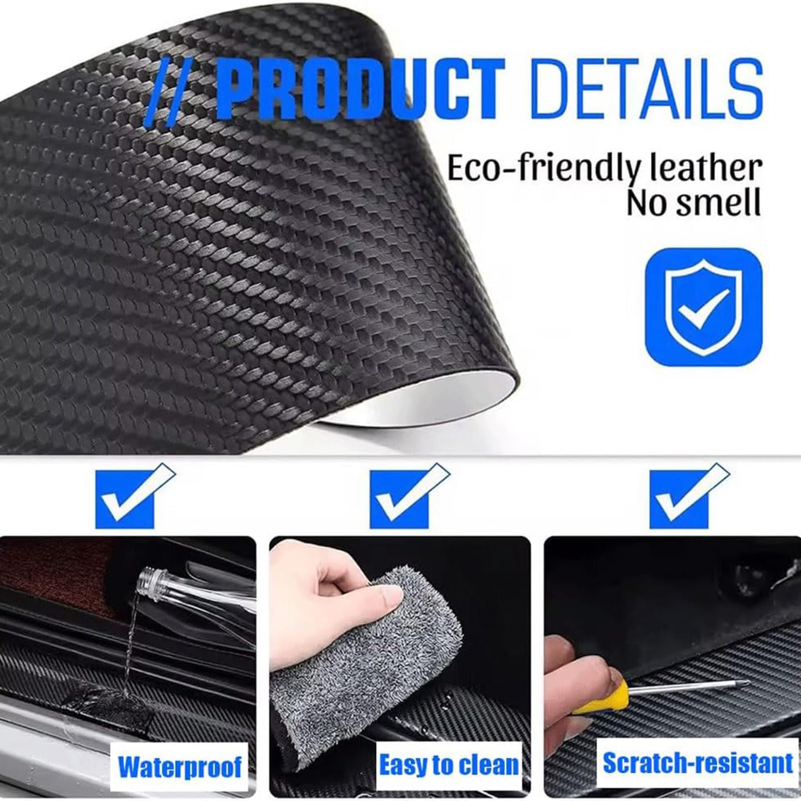 4 Pezzi Battitacco per Auto Sticker, per Ford ST-Line ST Line stline Accessori Tuning, Adesivo per Il Bordo della Davanzali Pellicola AntiGraffio Porte in Fibra Carbonio,Red