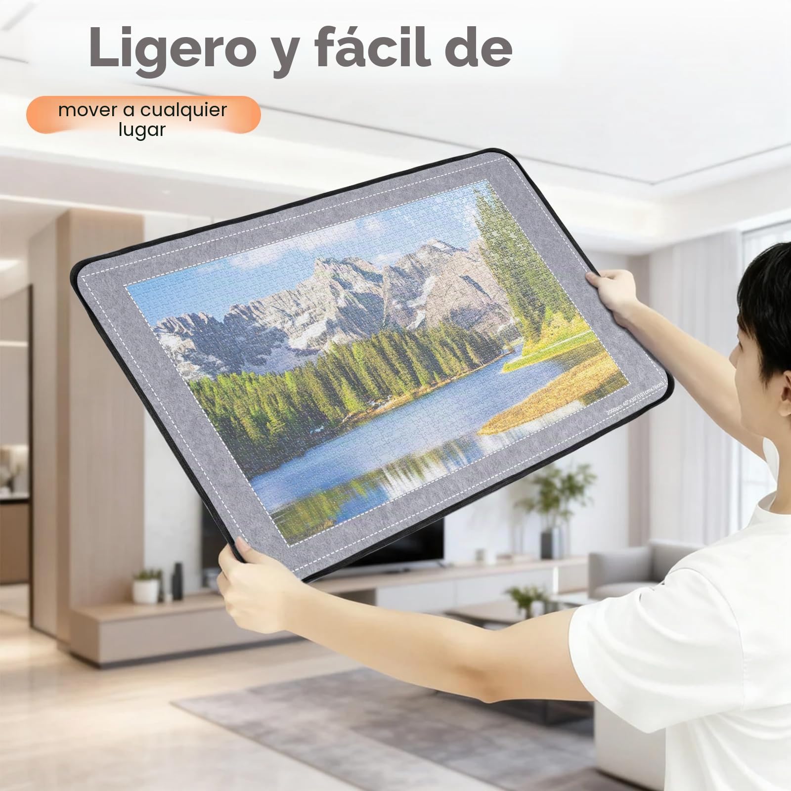 Mesa de rompecabezas de 2000 piezas con cubierta, tablero plegable para rompecabezas, accesorios de rompecabezas de 105 x 80 cm, tablero de rompecabezas de fieltro superligero con 8 compartimentos de