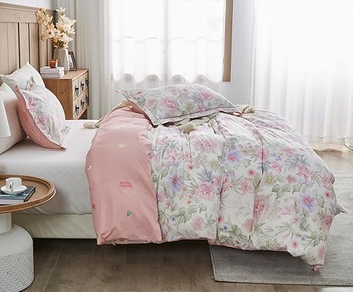 Miniatura 3 de SLEEPBELLA - Funda de edredón tamaño King, 600hilos de algodón con estampado floral de cachemira azul y verde, reversible