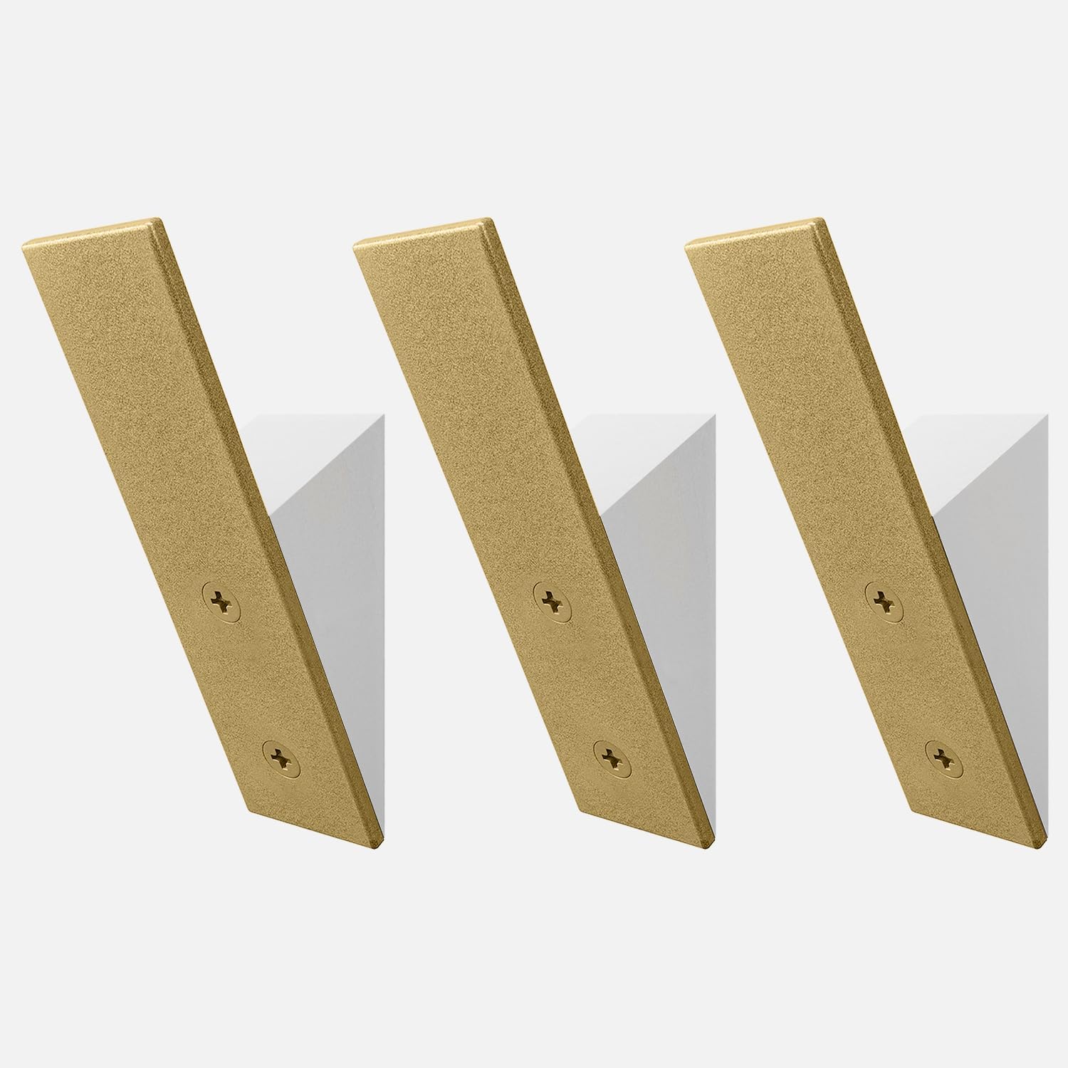 Gold Wall Coat Hooks, High End White Wood & Gold Metal Wall Mounted Clothing Hook, Mid-Century Modern Clothes Hooks, Heavy Duty Wooden Hook for Hanging Coats, Hats, Towels & More, Set of 3