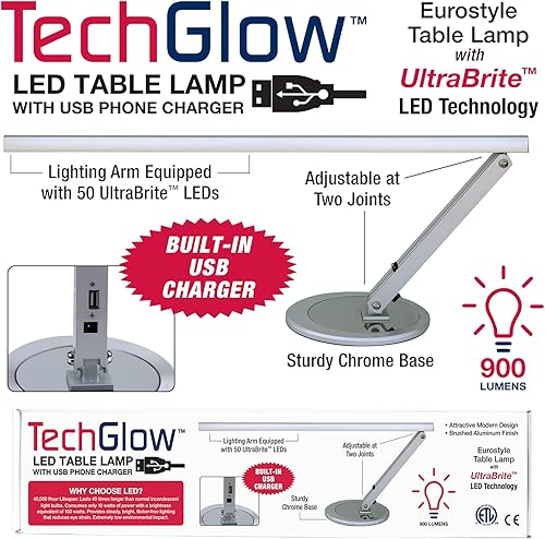 Miniatura 2 de Americanails TechGlow Lámpara de mesa LED + cargador de teléfono USB