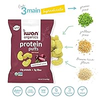 Vista 3 de IWON Organics - Bocadillo de proteína con sabor a cebolla caramelizada, alto en proteínas y bocadillos orgánicos saludables, 8 bolsas