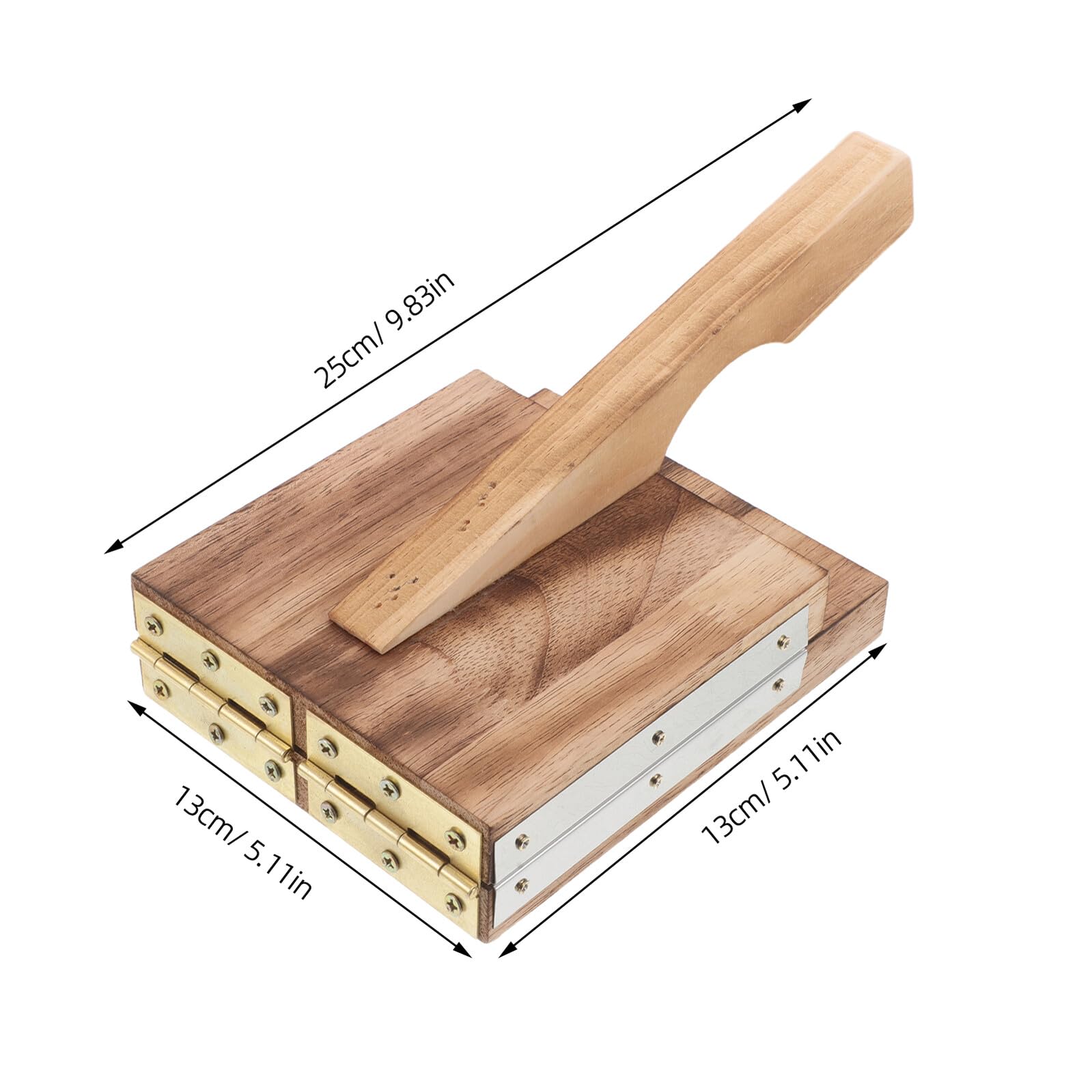 Uonlytech Pressa per Ravioli in Acciaio Inox e Legno Utensile Manuale per Pasta di Gnocchi e Torte di Riso Stampo Pratico per Cucina Casalinga e Preparazioni Tradizionali