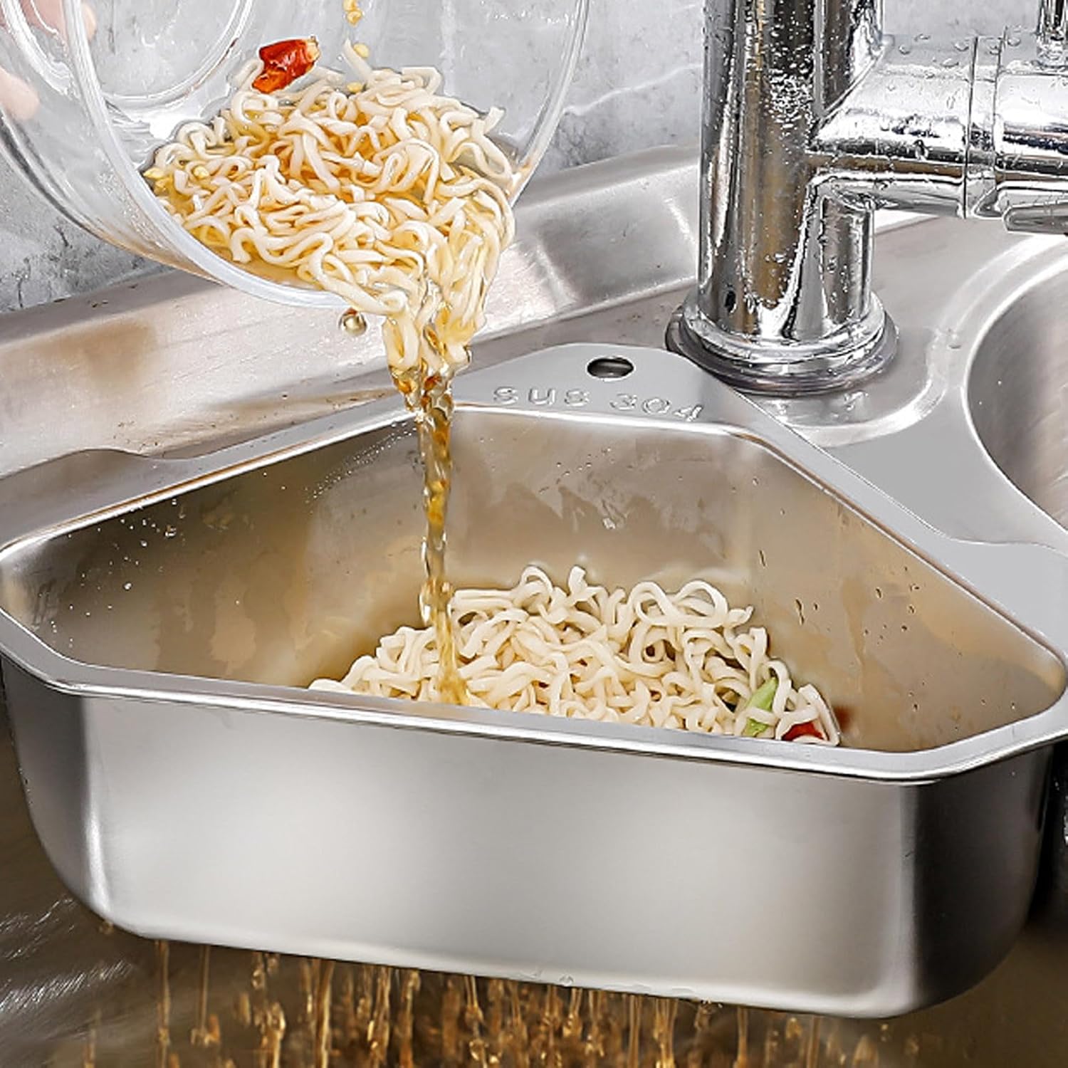 Kitchen Sink Stainless Steel Sink Strainer Basket Triangle Sink Drainer