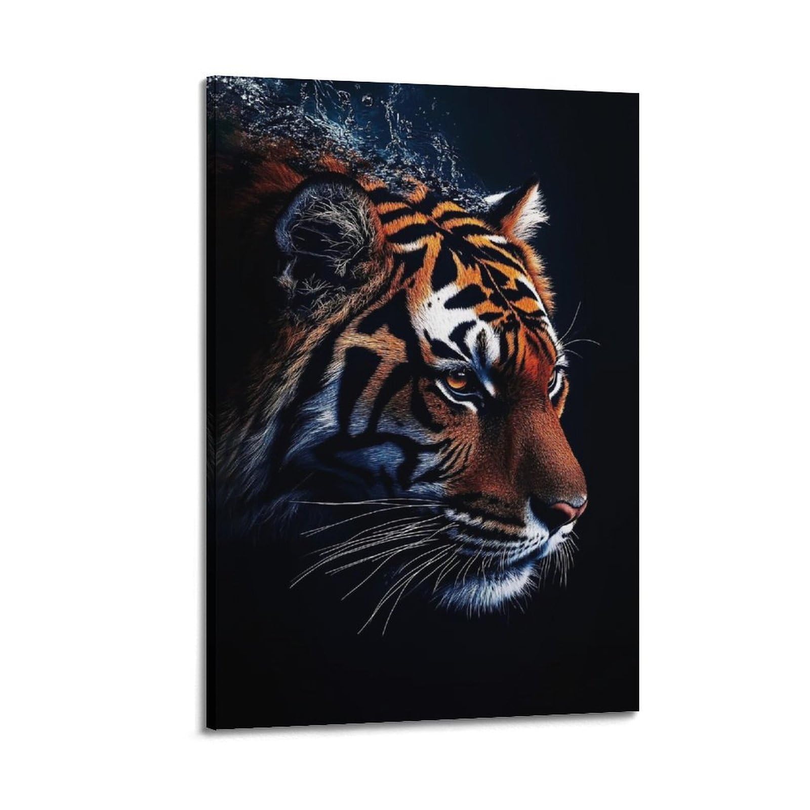 Xkuga Boys Frame-Style Wildlife Dark Style Poster Tiger Predator Fierce Beast Modern Decorative Canvas Prints - Ideal Wall Art For Family, Man Cave, Game Room, & Girls Bedroom 20X30inch(50X75cm)