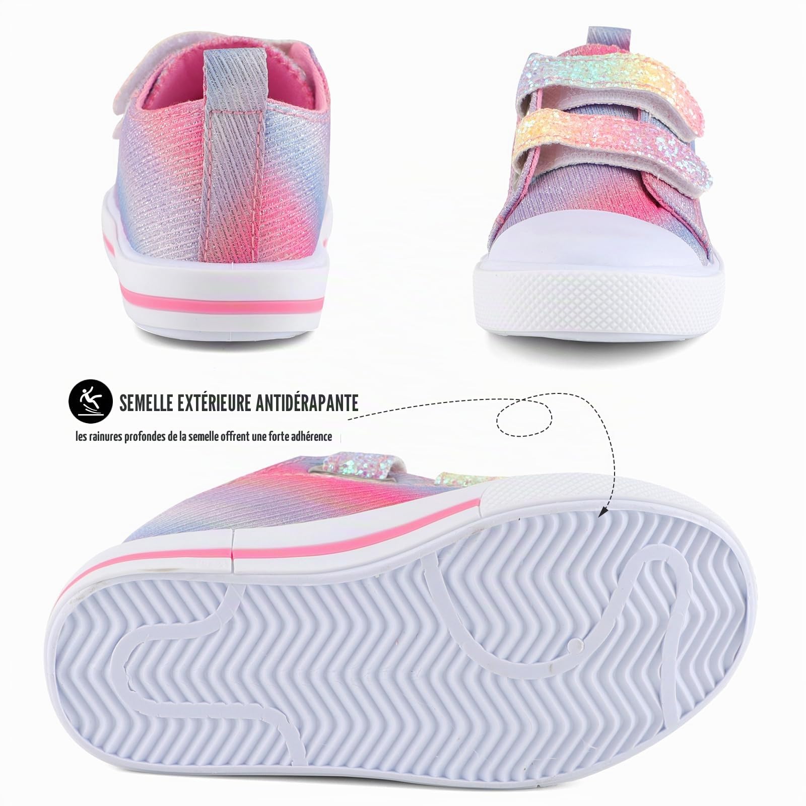 1-5 Année Basket Bebe Fille Platform Chaussures enToile pour Fille Petits Modèle Mignon