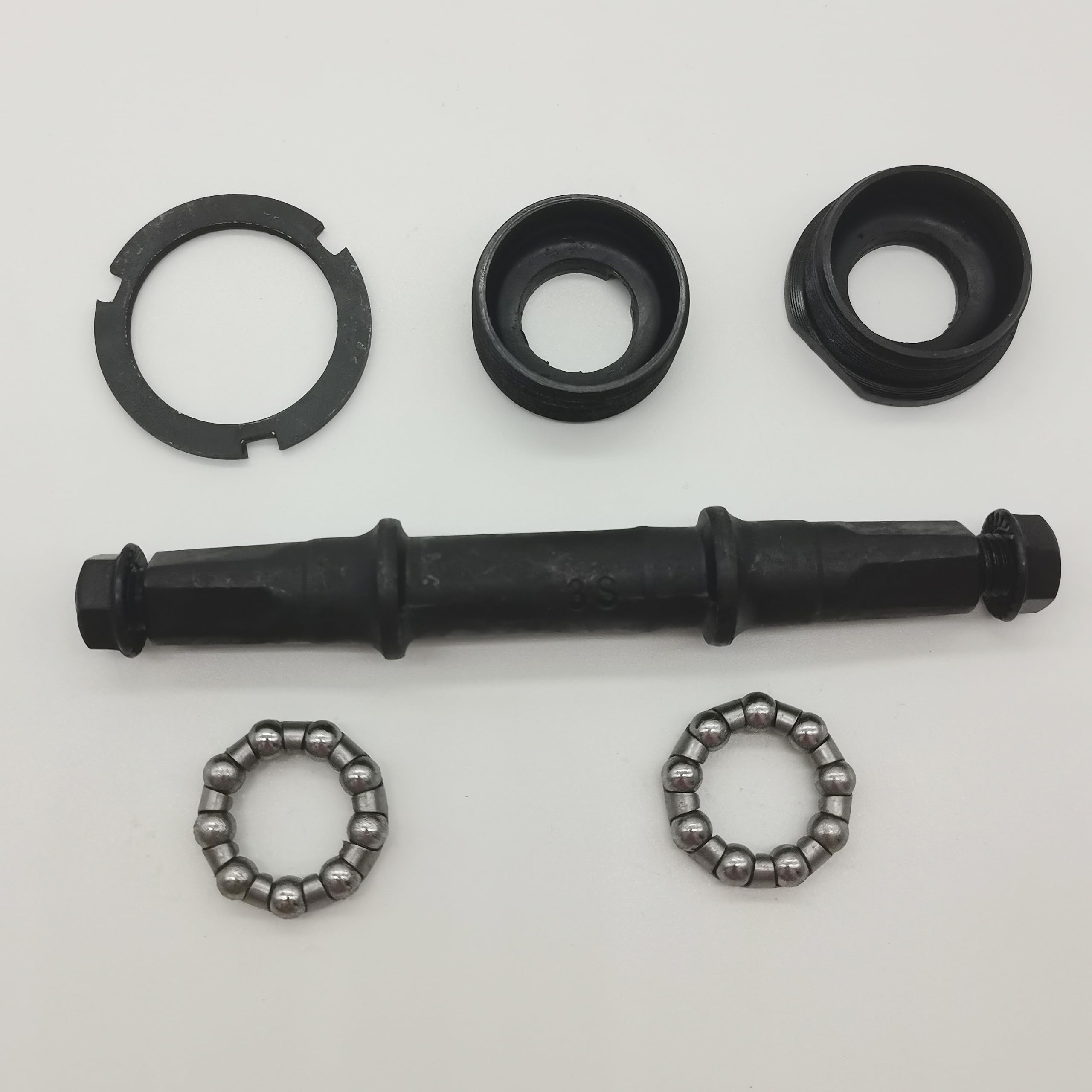 Zzrsdan Black 3S Bicycle Bottom Bracket Cycle Crank Axle Square Taper, Bottom Bracket Axle