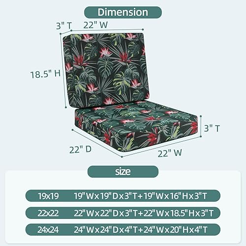 Vista 14 de Favoyard Juego de cojines de asiento profundo para patio, 24 x 24 pulgadas, impermeables, para muebles de patio, con funda extraíble y resistente a