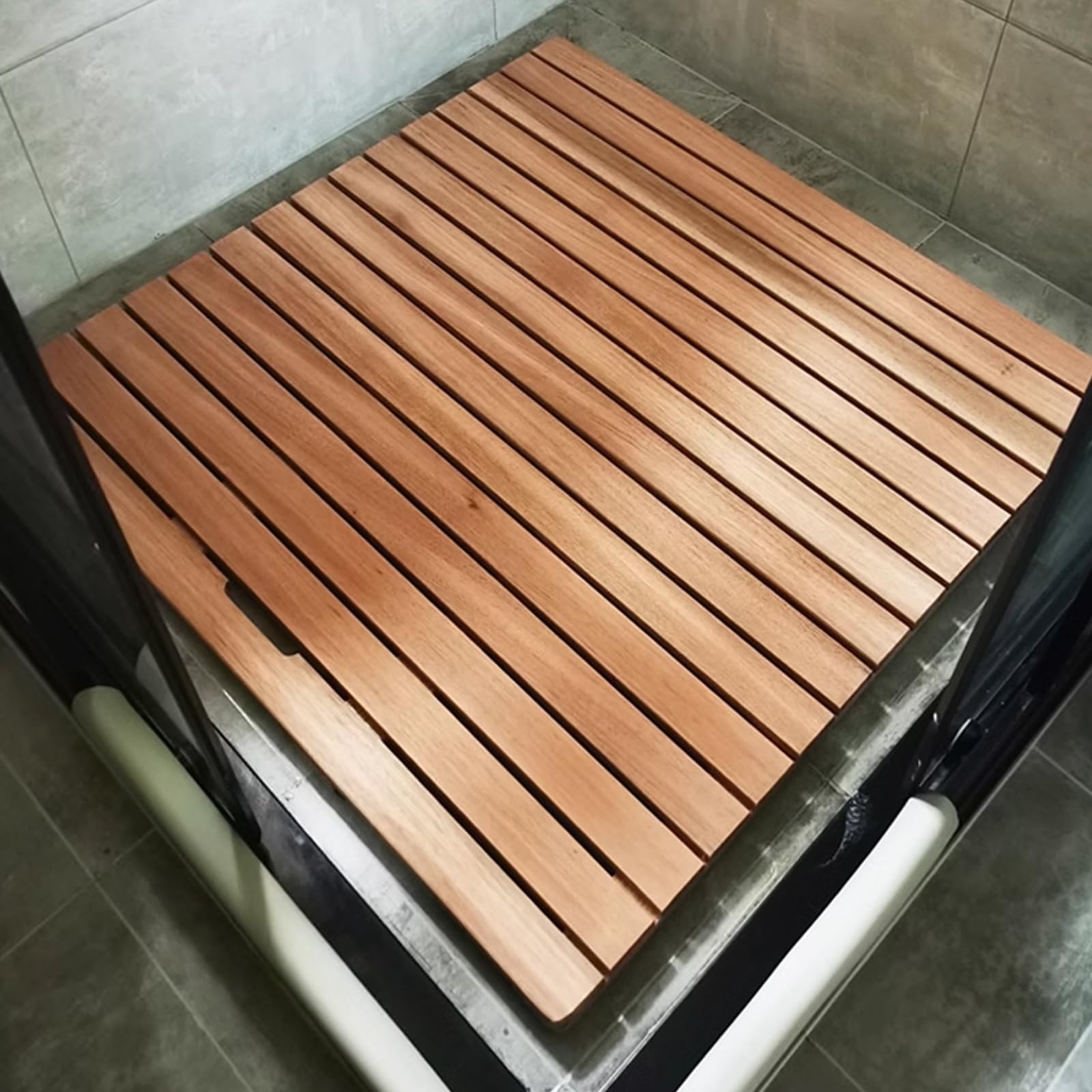 GeRRiT rutschfeste Bambus-Badematte, rechteckige Badematte aus Holz, Mehrzweck-Bambusmatte, rutschfeste Lattenrost, wasserdichte Duschmatte aus Holz, Badewannenmatten, Spa-Matte, mit rutschfesten F