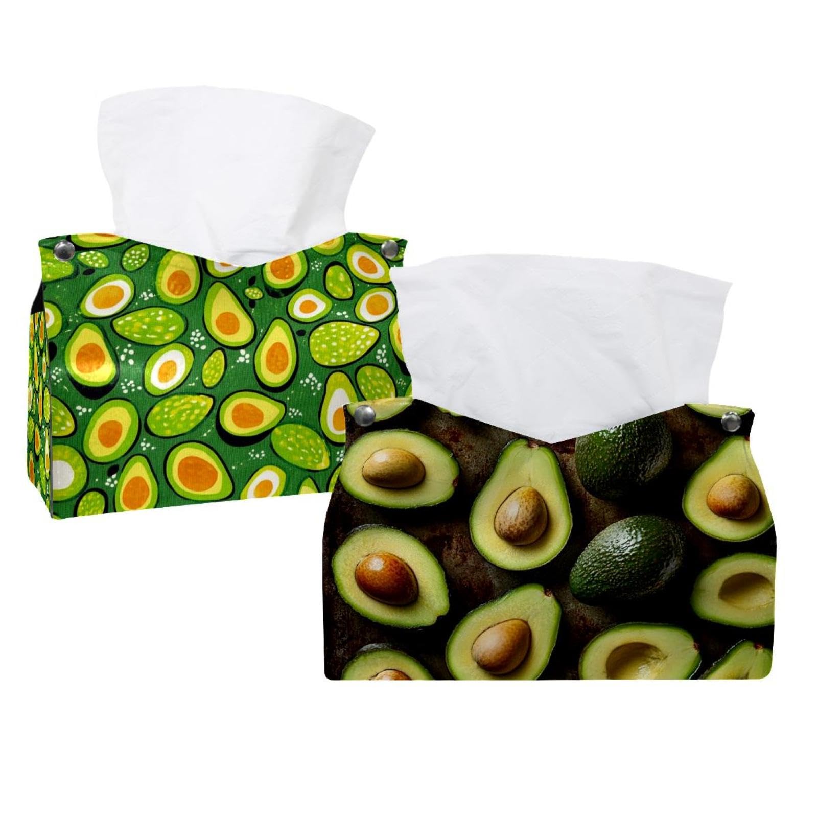 Boîte à mouchoirs en cuir voiture et coiffeuse lot de 2 étuis lavables motif avocat