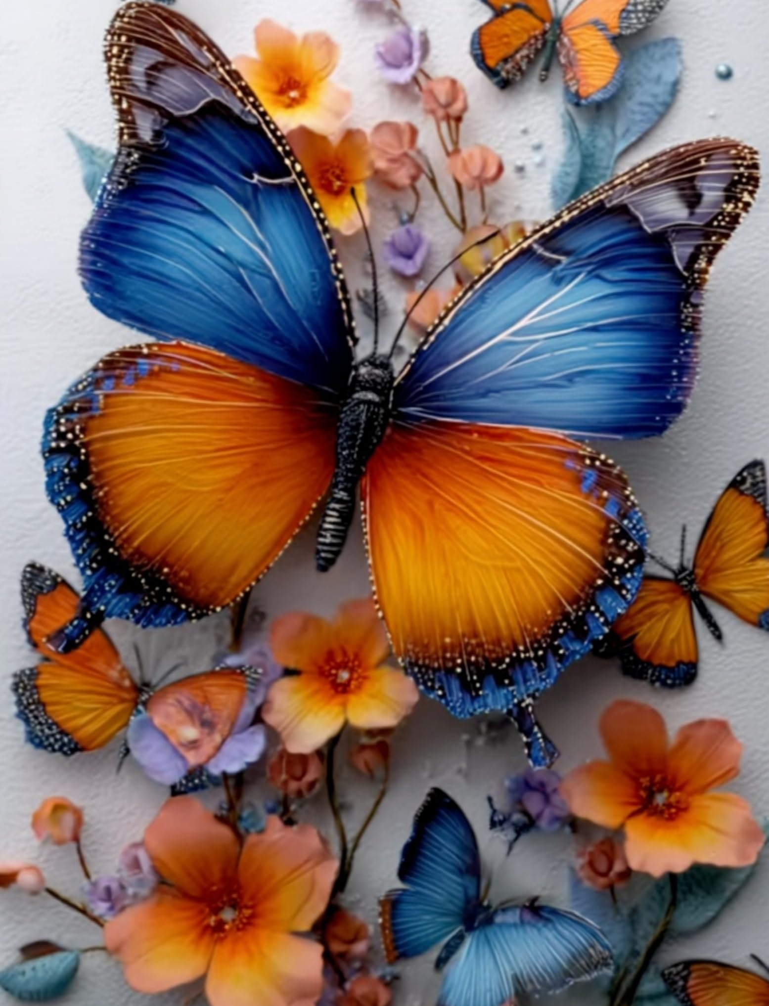 WANGWANGMIAO Paint by Numbers-Clusters of Colorful Butterflies Bloom DIY Canvas Oil Painting Kit for Adults Beginner with Paint Brushes and Acrylic Pigment,16X20 Inch，with Frame