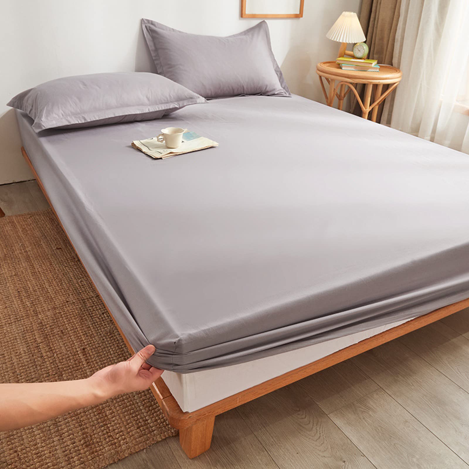 Lenzuolo matrimoniale Copriletto con tasca profonda 180X200Cm+25Cm Biancheria da letto di lusso 100% cotone egiziano Lenzuola super profonde Letto super king-size