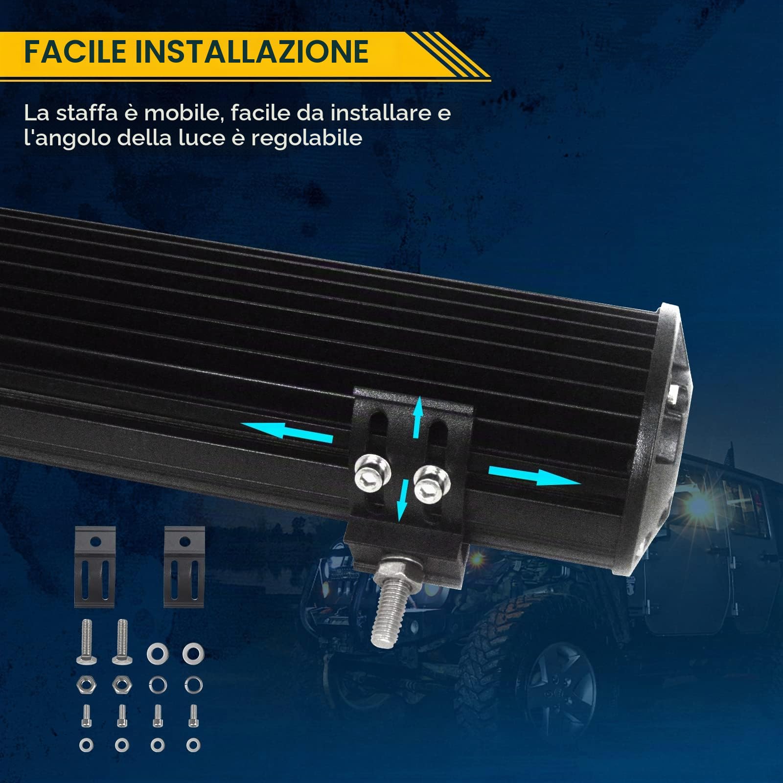 AUXTINGS Barra Luminosa Fuoristrada LED 30 cm 240W - Tripla Light Off Road, Spot Flood Combo, Cubi Rocks Light + Kit Cablaggio per Camion, ATV, UTV, SUV, 12V 24V CC