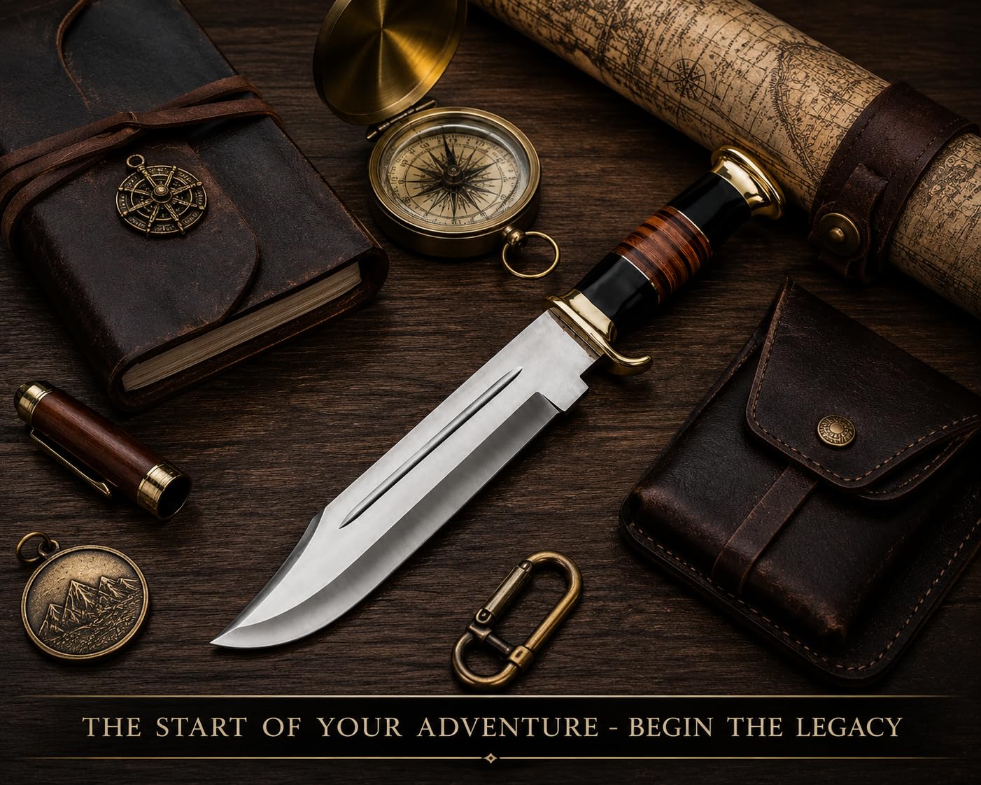 Novahaven Handmade Large Crocodile Hunting & Camping Bowie Knife with Leather Sheath Big Survival Fixed Blade Knife with Leather and Black Micarta Handle for Outdoor Camping Knives For Men