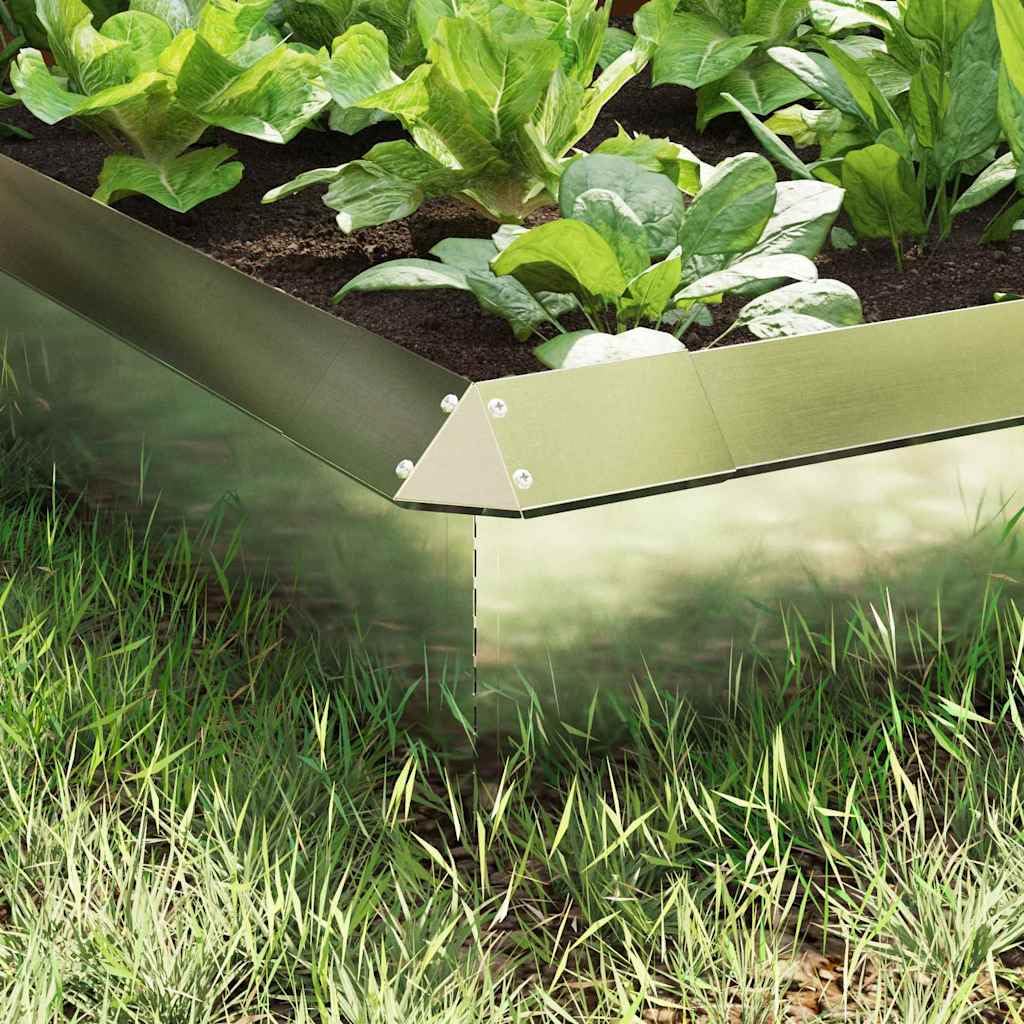 Schneckenzauns 8 STK. 100 x 3,5 x 25 cm Edelstahl Silber,Beeteinfassungen,874879