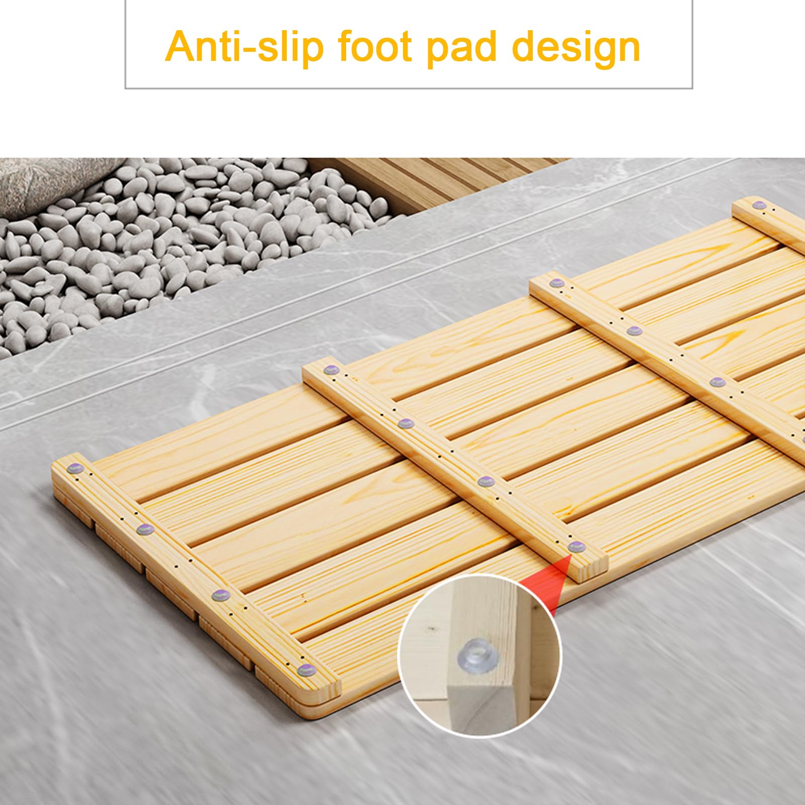Alfombrilla de Baño de Bambú Antideslizante Multiusos Alfombrilla de Baño de Madera Rettangolare Tarima de Ducha Impermeabile Alfombrillas de Bañera Alfombrilla de Spa de Secado (70x30cm/28x12
