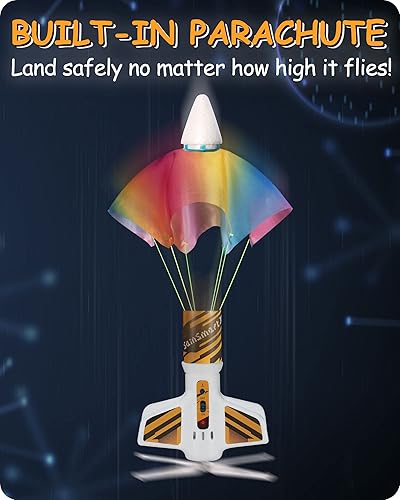 Miniatura 2 de SainSmart Jr. Lanzacohetes para niños – Lanzamiento de cohetes de aire motorizado de hasta 200 pies, aterriza de forma segura con paracaídas,